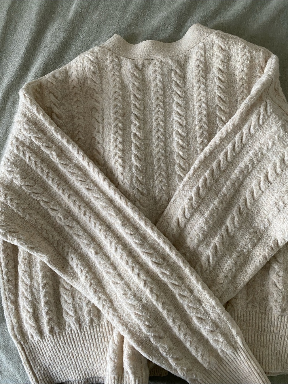 PINK Victoria's Secret Cream Cable-Knit V-Neck Cardigan - Picture 4 of 4